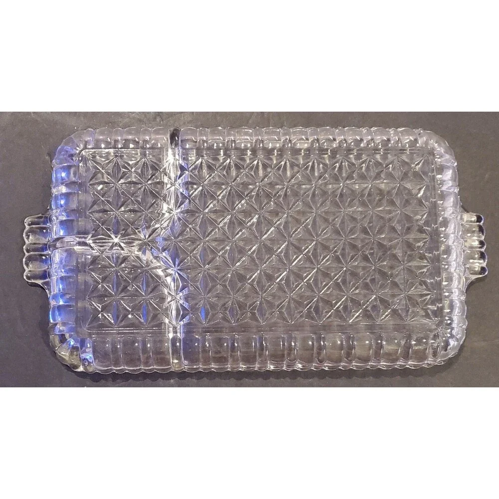 Anchor Hocking Serva Snack Divided Glass Serving Dish 3 Section Tray Appetizer